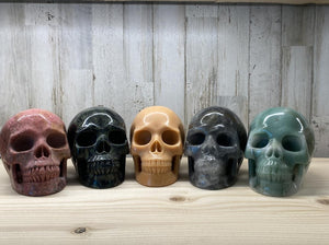 Multi Colored Crystal Skull Carvings