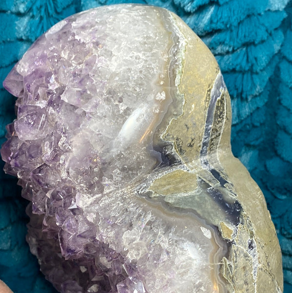 Large Amethyst Hand Carved Heart from Uruguay 3.3lbs