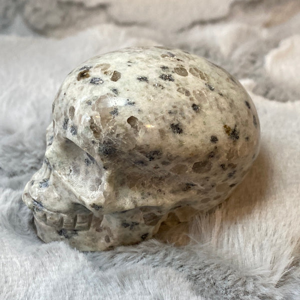 2.5" Hand Carved Kiwi Jasper Skull Carving from Brazil