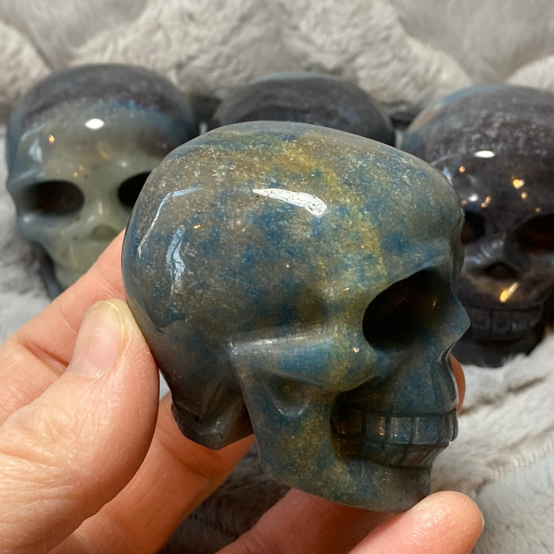 3" Hand-Carved Trolleite Skulls from Brazil