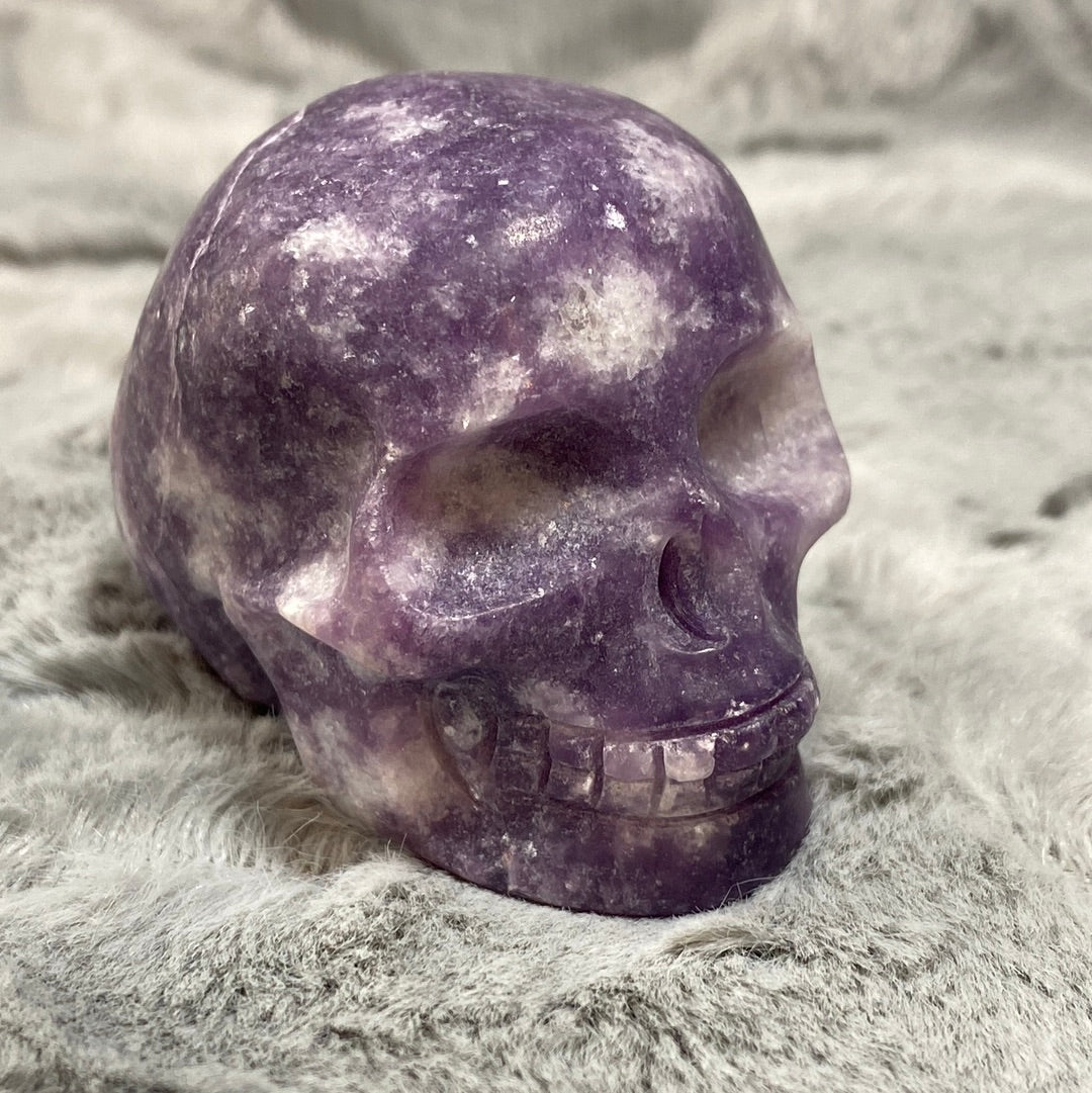 2.5" Lepidolite Hand Carved Crystal Skull Carving