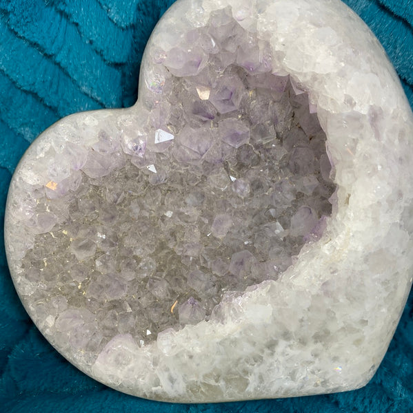 4 in Hand Carved Amethyst Geode Heart from Uruguay 1+lbs