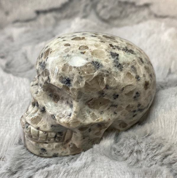 2.5" Hand Carved Kiwi Jasper Skull Carving from Brazil