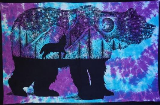 100 % Bear & Wolf Stargazer Tapestry