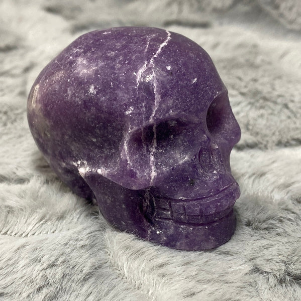 2.5" Lepidolite Hand Carved Crystal Skull Carving