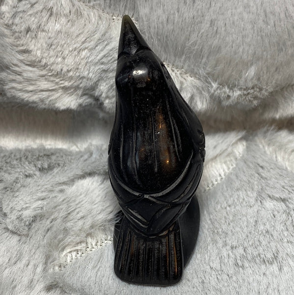 Obsidian Raven & Worry Stone Set