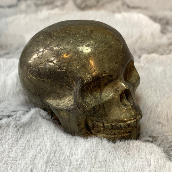 2.5" Hand Carved Pyrite Skulls from Brazil