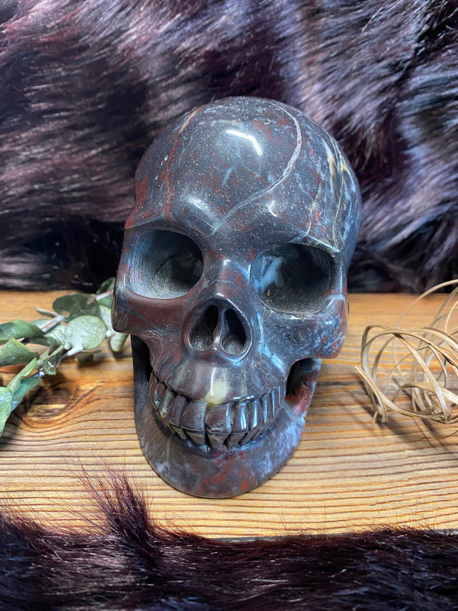 5.3" Plum Agate Skull Carving