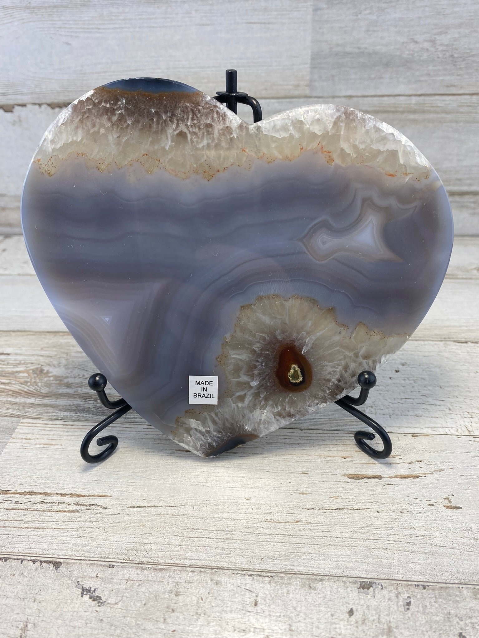 Brazilian Agate Heart Carving