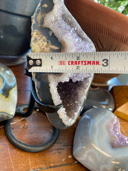 Uruguayan Flowered Amethyst Geode on Custom Stand Almost 9"tall