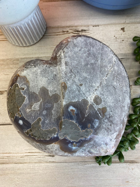 5+lb Agate Amethyst Geode Druze Heart Carving from Uruguay