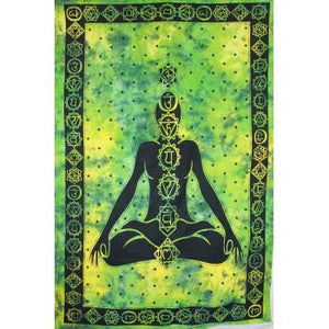 100 % Cotton Tye Dye Shiva Chakra Green Tapestry