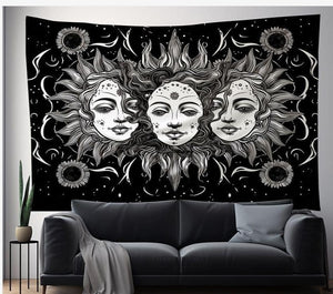 Three Sisters Black & White Polyester Blend Tapestry