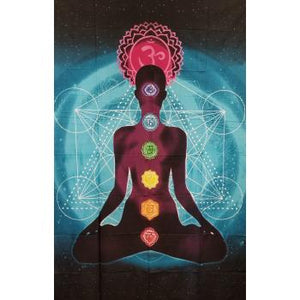 100 % Cotton Yoga Chakra Blue Tapestry