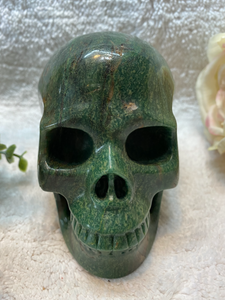 5" African Green Stone Verdite Skull 1313 grams