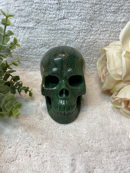 5" African Green Stone Verdite Skull 1313 grams
